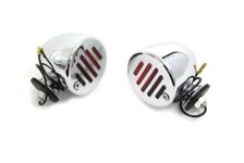 (image for) Chrome Shielded Bullet Marker Lamp Set with Red lens