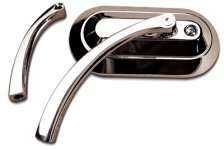 (image for) Oval Mirror with Billet Curved Stem, Chrome