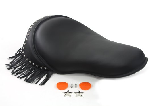 (image for) Black Leather Buddy Seat with Fringe Skirt