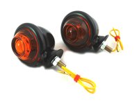 (image for) Black Turn Signal Set Bullet with Amber Lens