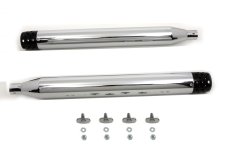 (image for) Chrome Muffler Set with Black Tapered Shooter Style End Tips