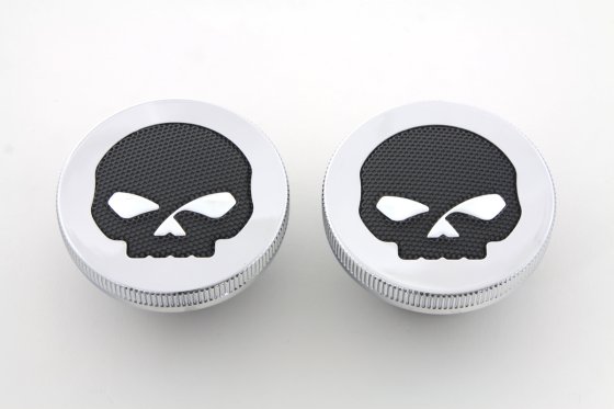 (image for) Chrome Skull Style Vented and Non-Vented Gas Cap Set