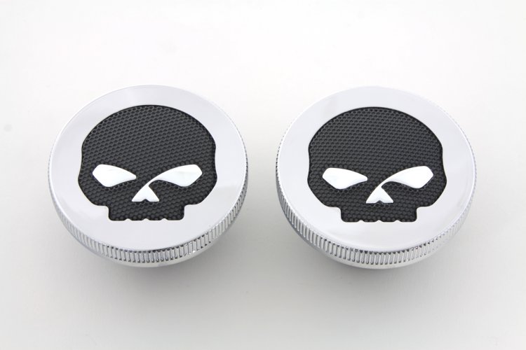 (image for) Chrome Skull Style Vented and Non-Vented Gas Cap Set - Click Image to Close