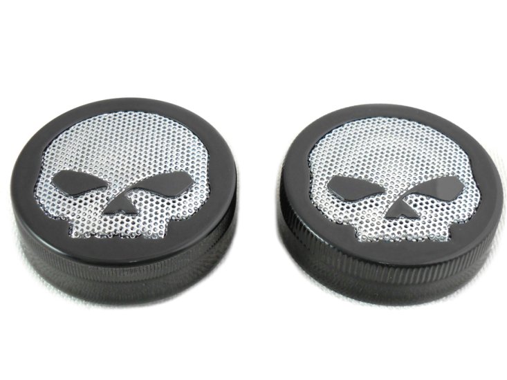 (image for) Black Skull Style Vented and Non-Vented Gas Cap Set - Click Image to Close