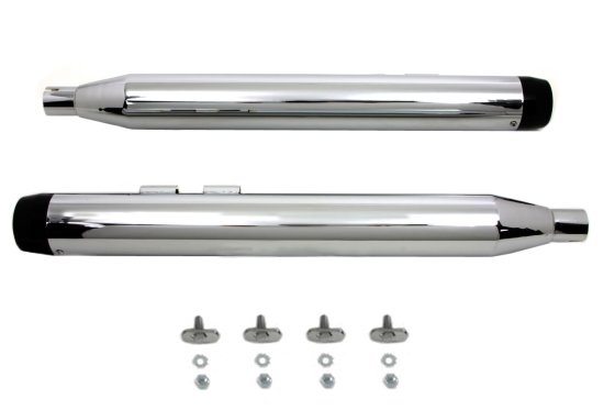 (image for) Chrome Muffler Set With Black Medium Tapered End Tips