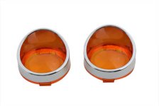 (image for) Chrome Turn Signal Bezel Amber Lens