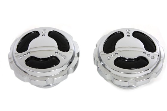 (image for) Chrome Tri-Bar Style Vented and Non-Vented Gas Cap Set