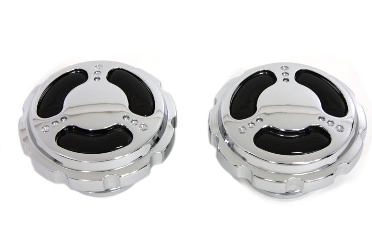 (image for) Chrome Tri-Bar Style Vented and Non-Vented Gas Cap Set - Click Image to Close