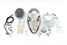 (image for) Chrome Cateye Dash Panel Kit with 1:1 Ratio Speedometer