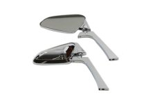 (image for) Tear Drop Deco Mirror Set Chrome with Billet Stem
