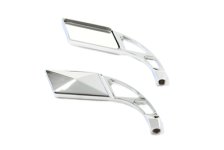 (image for) Parallelogram Mirror Set with Billet Slotted Stem, Chrome