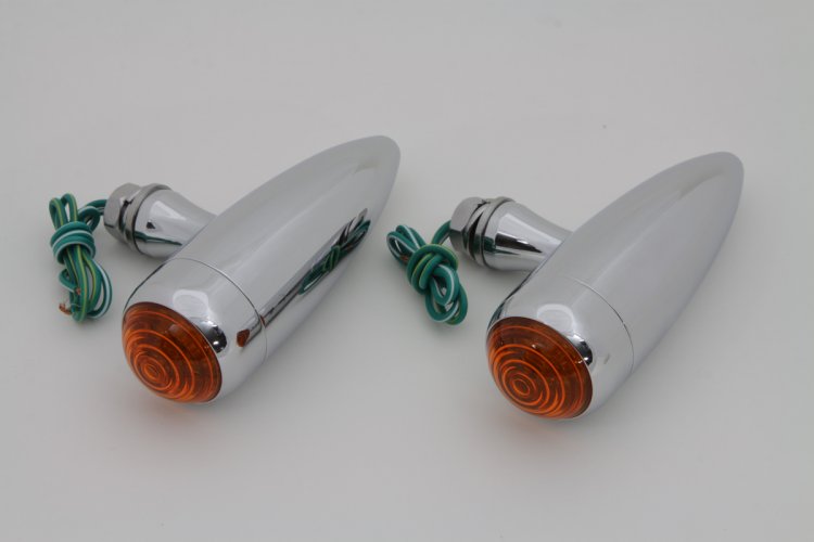 (image for) Chrome Marker Lamp Set Missile Style Amber - Click Image to Close