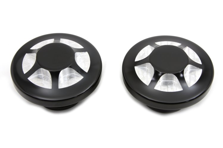 (image for) Black Prismatic Style Vented and Non-Vented Gas Cap Set - Click Image to Close
