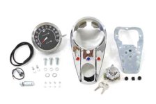 (image for) Chrome Three Light Dash Panel Kit with 2:1 Ratio Speedometer