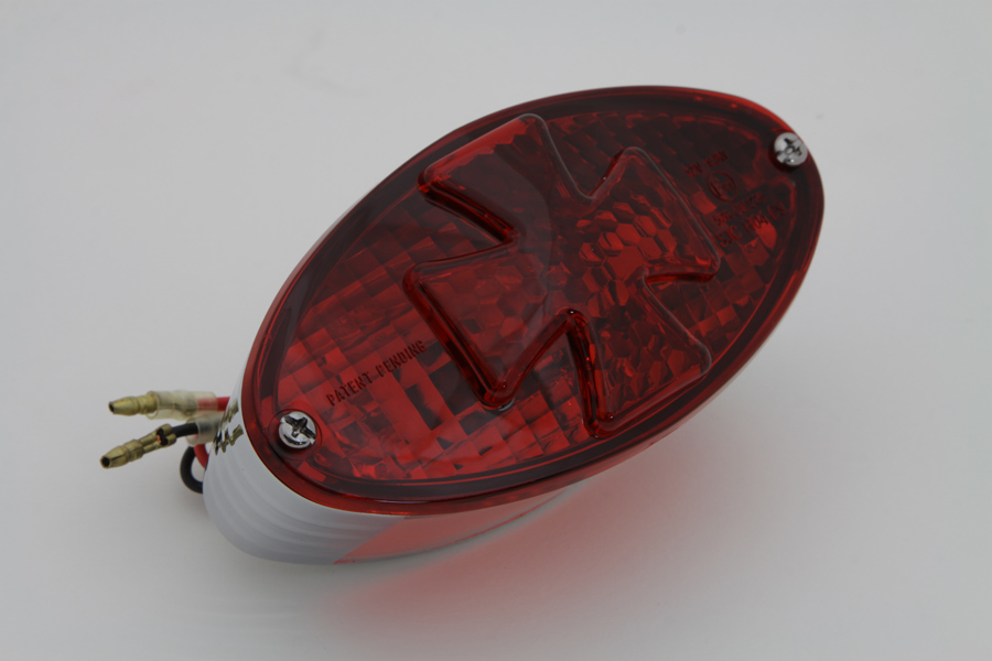 Oval Tail Lamp with Maltese Inset Red Lens with Red Cross