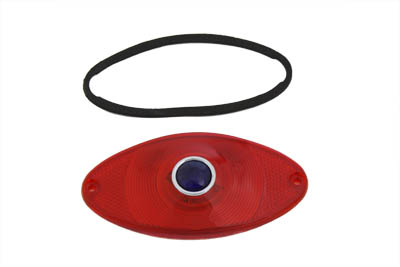 Tail Lamp Lens Cateye Style Red with Blue Dot Chrome