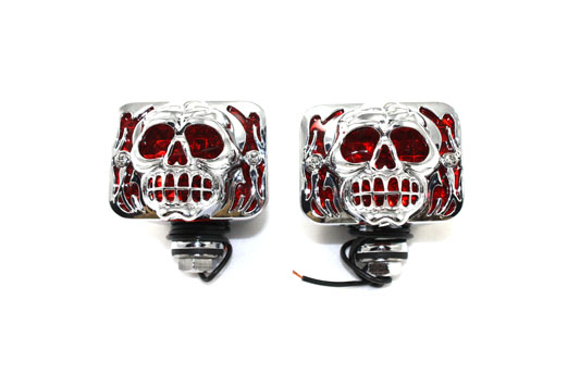 Marker Lamp Set with Skull Grill Red Lens