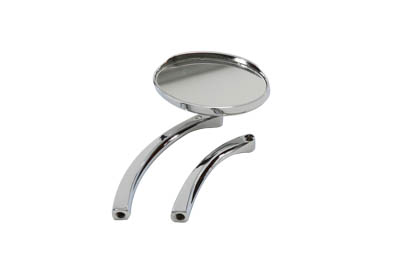 Oval Mirror with Solid Billet Stem, Chrome