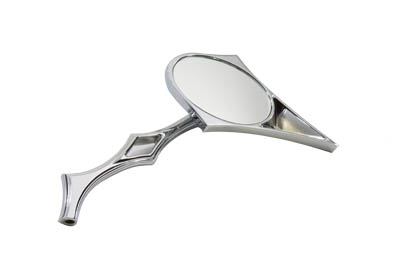Spike Oval Mirror with Billet Twisted Stem, Chrome
