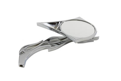 Spike Oval Mirror with Billet Flame Stem, Chrome