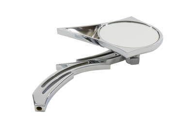Spike Oval Mirror with Billet Skull Stem, Chrome
