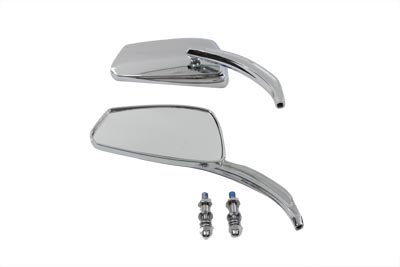 Rectangle Mirror Set with Billet Stems, Chrome
