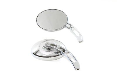 Oval Mirror Set with Billet 3 Slot Stem, Chrome