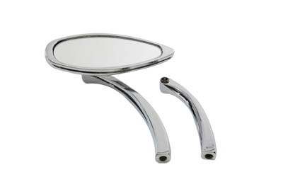 Oval Mirror Smooth with Billet Stem, Chrome