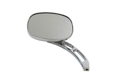 Oval Vision Deep Dish Mirror with Billet Stem, Chrome