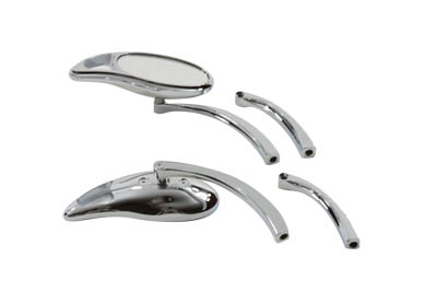 Tear Drop Mirror Set with Solid Billet Stems, Chrome