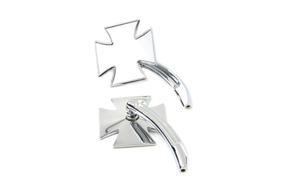 Maltese Mirror Set with Billet Curved Stems