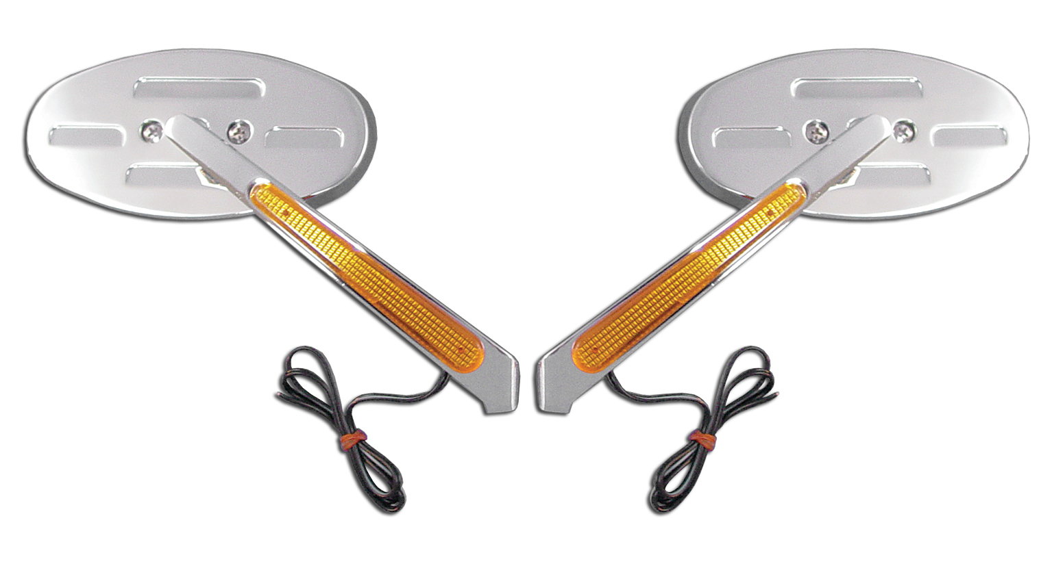 Oval Mirror Set with LED Turn Signal Stems