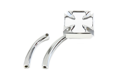 Red Baron Mirror with Billet Curved Stem, Chrome