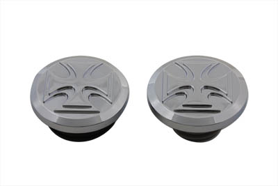 Iron Cross Style Vented and Non-Vented Billet Gas Cap Set
