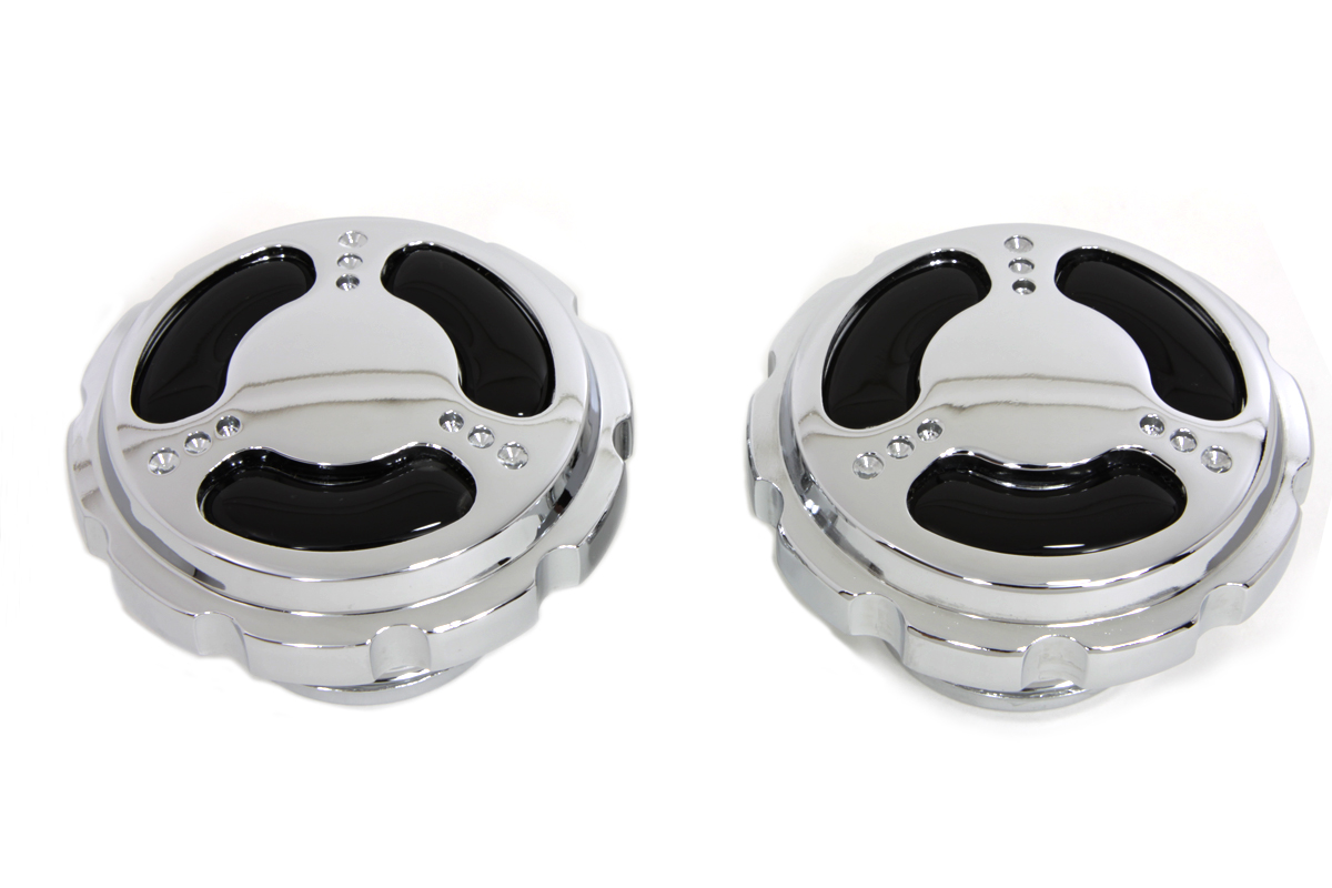 Chrome Tri-Bar Style Vented and Non-Vented Gas Cap Set
