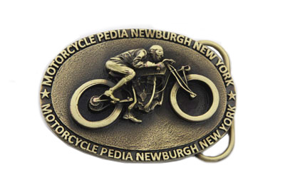 Motorcyclepedia Belt Buckle With Harley Hillclimber