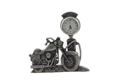 V-Twin Pewter Motorcycle Clock 4-1/2" Tall